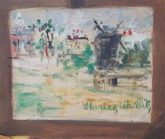 § Maurice Utrillo / Lucie Valore (1878-1965) Maurice Utrillo a son chevalet painted by Lucie Valore, on the easel is Le moulin de la